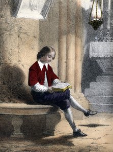 Pierre Gassendi (1592 - 1655): när han satt under lampan upphängd från voîte (av kyrkan), började han läsa - i "" Les enfants illustres - tales historiques""" av Madame Eugenie Foa av French School