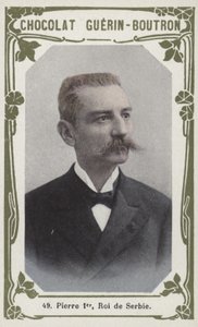 Peter den förste, kung av Serbien (färgat foto) av French School