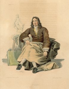 Pierre Puget (färgad gravyr) av French School