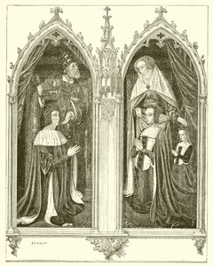 Pierre de Bourbon och Anne de Beaujeu, hans fru av French School