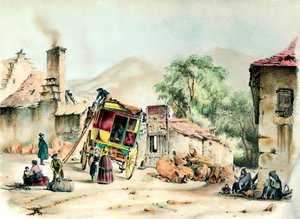 Pierrefites diligence Ankomsten av diligencen som förbinder Pierrefite med Paris. Gravyr från 1836, privat samling av French School