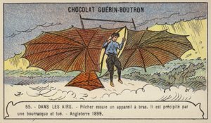 Pilcher testar ett segelflygplan, England av French School