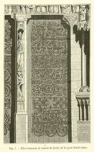 Pillar-trumeau och högra blad av Sainte-Anne-porten av French School