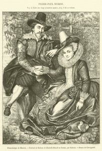 Munich Pinacothek, Porträtt av Rubens och Isabelle Brandt hans fru (gravyr) av French School