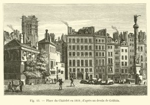Place du Chatelet 1818; efter en teckning av Gobelin av French School
