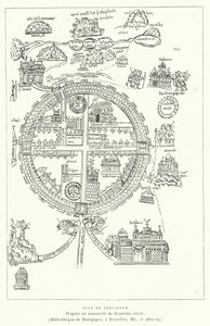 Plan De Jerusalem (gravyr) av French School
