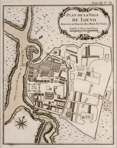 Plan av Lopburi, 1751 av French School