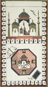 Plan över Al-Aqsa-moskén och Qubbat Al-Sakhra (Klippdomen), efter ett arabiskt manuskript från 1700-talet av French School