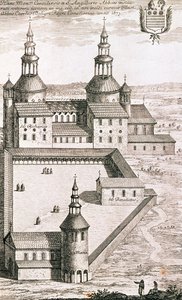 Plan över benediktinerklostret Saint-Riquier 1673 av French School
