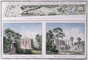 Plan över trädgården och huset byggt för Pierre Augustin Caron de Beaumarchais (1732-99) av Lemoine, ca 1784 av French School