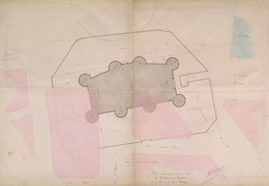 Plan som visar omkretslinjerna för Bastiljen, 1830 av French School