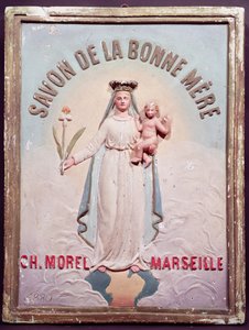 Plakettreklam Savon de la Bonne Mere, 1880 (gips) av French School
