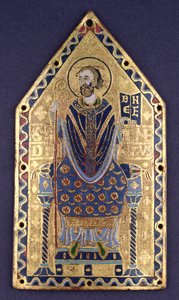Plack med bild av St. Benedictus (emalj och koppar) av French School
