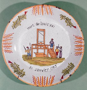 Tallrik med franska revolutionära motiv till minne av avrättningen av Ludvig XVI den 21 januari 1793 (fajans) av French School