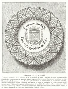 Tallrik med namnet Etienne Arago, borgmästare i Paris under det fransk-preussiska kriget, 1870 av French School