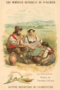 Polenta, måltid av italienska bönder (chromolitho) av French School