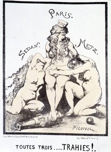 Politisk tecknad serie "Alla tre... förrådda!." av French School