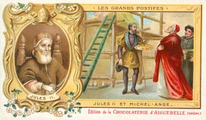 Påven Julius II med Michelangelo av French School