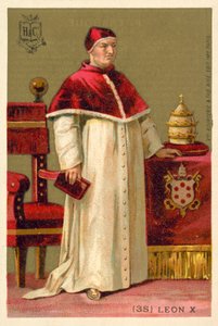 Påven Leo X (chromolitho) av French School