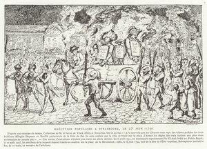 Populär avrättning i Strasbourg den 25 juni 1791 av French School