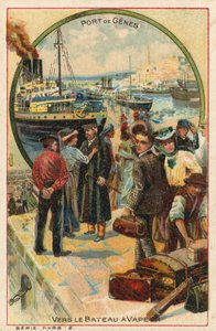 Hamnen i Genua, Italien av French School