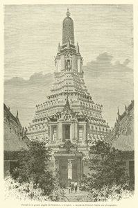 Portal av den stora pagoden i Wat-Chan, i Bangkok (gravyr) av French School