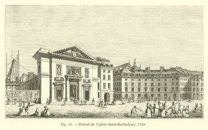 Portalen till Saint-Barthélemy-kyrkan, 1789 av French School