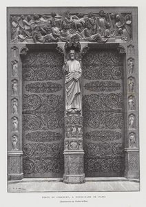 Portal of the Last Judgment, Notre Dame de Paris (litho) av French School