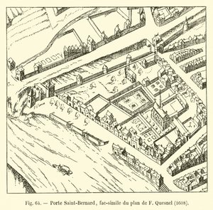 Porte Saint-Bernard, faksimil av F Quesnels plan, 1608 av French School