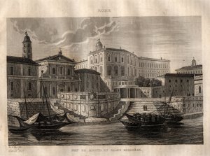 Porto di Ripetta och Palazzo Borghese - Rom - Gravyr från "" Pittoreska Italien" - Historisk och beskrivande målning av Italien" av M. de Norvins, Ch. Nodier 1834-1836. av French School