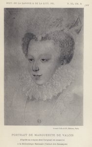 Porträtt av Marguerite De Valois (litho) av French School