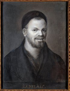 Porträtt antar av Francois Rabelais (1494-1553), fransk författare och läkare. Ritning av Franska skolan, 22,5 x 17 cm av French School