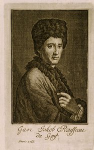 Porträtt av Jean Jacques Rousseau (1712-1778). Anonymt verk, gravyr 1766. Fransk konst av French School