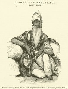 Porträtt av Randjit-Singh, kung av Lahor (gravyr) av French School