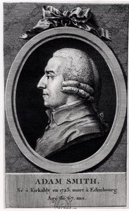 Porträttmedaljong av Adam Smith (1723-90) av French School