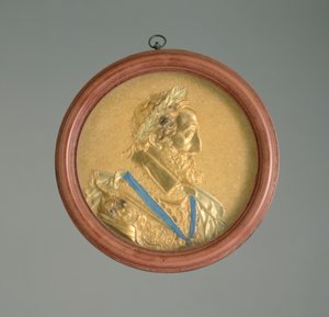 Porträttmedaljong av kung Henrik IV, början av 1600-talet (guld, trä och sköldpadda)
