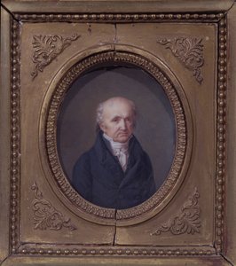 Porträtt av Abraham-Louis Breguet (1747-1823) tidigt 1800-tal (panel) av French School