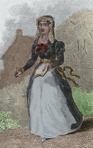 Porträtt av Adelaide-Gillette (Adelaide Gillette) Dufrenoy (1765-1825) fransk poetess. Gravyr från 1876. av French School