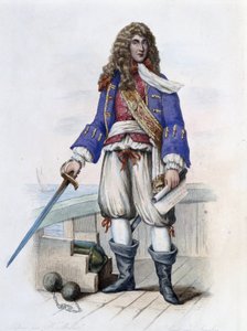 Porträtt av amiral Anne Hilarion de Costentin (Cotentin), greve av Tourville (1642-1701) - i "" Le Plutarque francais", av Mennechet, Paris av French School