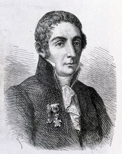 Porträtt av Alessandro (Alexandre) Volta (1745 - 1827) - i "" Vetenskapens album; berömda forskare; Stora upptäckter””” 1896. av French School
