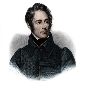 Porträtt av Alphonse de Lamartine (1791-1869), fransk författare, poet och politiker. i "" Book of Speakers" av Louis de Cormenin Timon. 1842. Privat samling. av French School