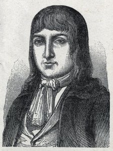 Porträtt av amatör Jerome Le Bras des Forges, riddare av Boishardy (Bois hardy eller Bois-Hardy), kock chouan från den franska revolutionen (1762-1795) Gravyr från 1889. Privat samling. av French School