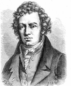 Porträtt av André Marie Ampère (1775 - 1836), fransk fysiker - i "" Album de la Science; berömda vetenskapsmän; Stora upptäckter””” 1896. av French School