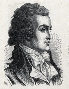 Porträtt av Antoine Pierre Joseph Marie Barnave (1761-1793), fransk politiker. Gravyr från 1889. Privat samling. av French School