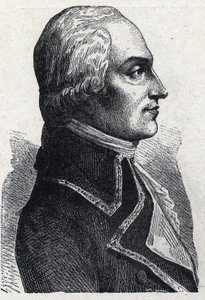 Porträtt av Armand Louis de Gontaut Biron militär francais (1747-1793) Gravyr från 1889. Privat samling. av French School