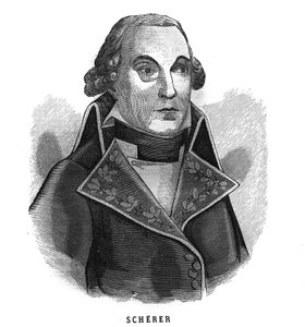 Porträtt av Barthelemy Louis Joseph Scherer (1747-1804), krigsminister. Gravyr i "Les Illustrations De L