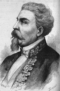Porträtt av Benedetto Cairoli (1825-1889), italiensk statsman. Gravyr i "" Le Monde Illustré"" nr 1132 av den 7 december 1878. av French School