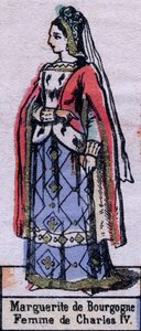 Porträtt av Blanche av Bourgogne (ca 1296-1326), fru till Karl IV av Frankrike. (Kapetiska dynasti). Illustration sent 1800-tal. av French School