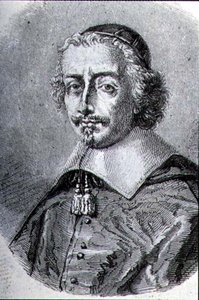 Porträtt av kardinal Mazarin (1602-61) (gravyr) av French School