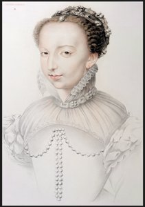 Porträtt av Catherine de Medici (1519-89), faksimil av en teckning från 1500-talet som förekommer i Porträtt av 1500-talets mest kända franska personligheter, av P.G. Niel, Paris, 1848 (grafit o av French School